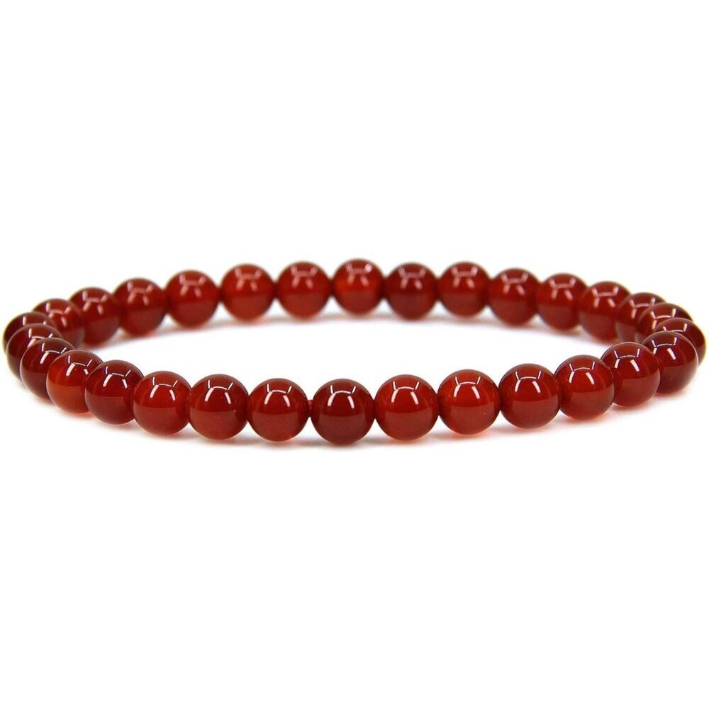 Handmade Gem Semi Precious Gemstone 6mm Round Beads Stretch Bracelet 7" Unisex